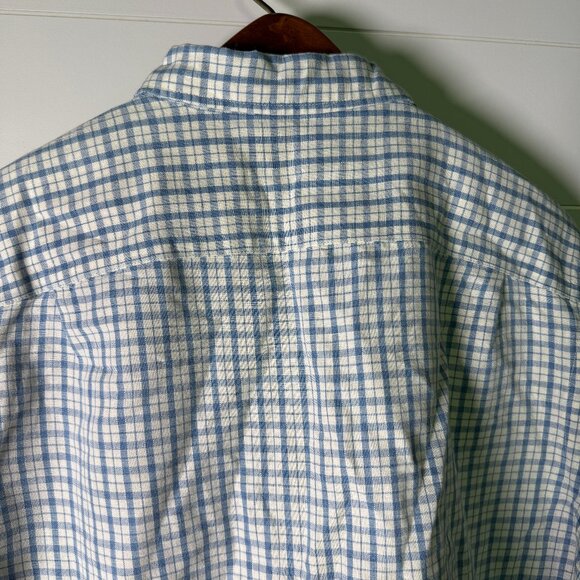 Double RL Ralph Lauren Short Sleeve Blue & White Check Linen Blend Size Large - Picture 4 of 15